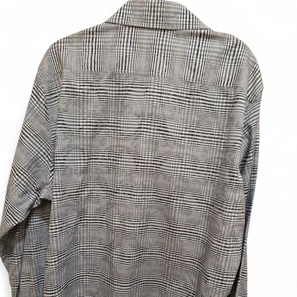 Robert Graham Men's Black White Blue Plaid Unique Button Down Shirt Sz 2XL - Picture 5 of 6